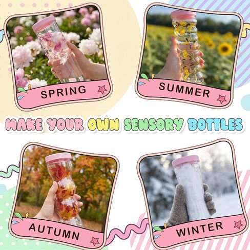 30 Pcs Empty Plastic Sensory Bottles with Lids Caps 5 Styles 9-10.5 oz Reusable Clear Plastic Bottles Bulk for DIY Craft Decorations Sensory Crafts Classroom Handmade Party Supply in Saudi Arabia