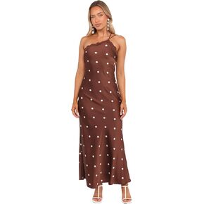 Petal & Pup Women's Anika Maxi Dress Brown Polka Dot in Kuwait