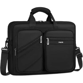 حقيبة لاب توب موسيسو للرجال، حقيبة كتف كمبيوتر محمول مقاس 15-15.6 بوصة متوافقة مع ماك بوك برو 16 بوصة، إتش بي، ديل، لينوفو، آسوس نوت بوك، حقيبة كروس مع 4 جيوب، أسود in Kuwait