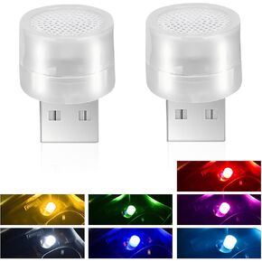 2 PCS USB Plug Lights, Mini RGB Color-Changing LED Car Ambient Lighting, Universal Portable Decorative Lights for Bedroom, Hallway, Bathroom, Kitchen (Multicolored) in Saudi Arabia