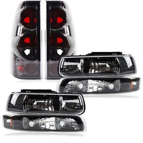 Headlights Tail Lights Kit Compatible with 1999-2002 Chevy Silverado 1500 2500 3500 Black Head light Rear Taillights Assembly in Saudi Arabia