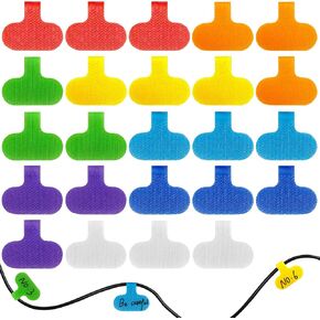 24 Pcs Reusable Cable Labels, 8 Colors Write-On Cord Tags with Hook & Loop, Waterproof Nylon Wire Labels for Electronics, Computer & Home Cable Management, 1.5" x 0.63" in Kuwait