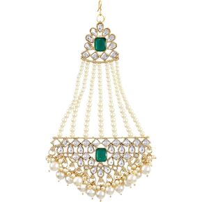 DecorTales Traditionl Indian Kundan Jadau Head Jhoomar Hair Jhoomer Jhumar Passa Jewelry Tikka for Women in Saudi Arabia