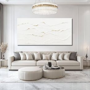 WINKAILIN White Painting Artwork Simple Decorative Pictures 29"x58" Abstract Wall Art for Living Room Modern Wall Hanging Decor for Kitchen in Saudi Arabia
