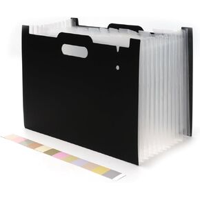 منظم ملفات الأكورديون ذو 13 فتحة، مجلد ملفات ممتد ذو سعة كبيرة، منظم مستندات بلاستيكي للاستخدام المكتبي، حامل ملفات بحجم الحروف لتخزين المكتب (أسود) in Kuwait