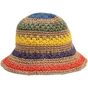 قبعة Minache للسيدات ذات حافة واسعة من القش للشمس قبعة صيفية قابلة للطي للشاطئ للحماية من الأشعة فوق البنفسجية أثناء السفر in Kuwait