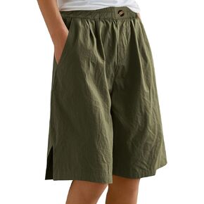 شورت برمودا للنساء بطول الركبة من القطن بأرجل واسعة صيفي قصير مقاس كبير سروال للتمرين فضفاض مناسب غير رسمي in Kuwait