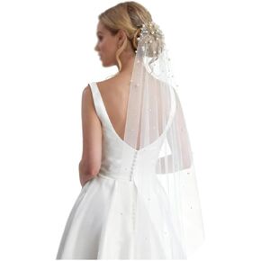 اللؤلؤ المتناثر الحجاب الزفاف الحجاب الزفاف 1 الطبقة مع مشط معدني ملفوفة تول in Kuwait