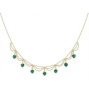 قلادة على شكل قلب أخضر من النحاس المطلي بالذهب عيار 14 قيراط للنساء، قلادة قلادة على شكل قلب أخضر مكعبة من حجر الزركون وحجر الراين، مجوهرات عصرية عصرية للارتداء اليومي وهدايا الحفلات in Kuwait