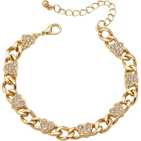 Gold Heart Bracelet for Women, Baroque Leopard Print Link Chain Bracelet Vintage Adjustable Bangle Chunky Statement Jewelry Gift in Saudi Arabia