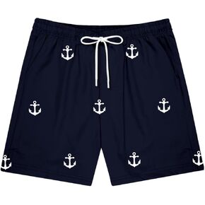 Men's Tropical Print Hawaiian Shorts Color Block Summer Beach Shorts with Pockets in Kuwait