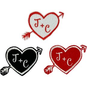 Custom Felt Heart with Arrow Patch - Choose Your Initials - Iron On Or Sew On - Perfect for Engagements, Weddings, Bachelorette Parties, Anniversaries, Valentine's Day (1 Patch) in Saudi Arabia