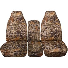 أغطية كاملة متوافقة مع أغطية مقاعد الشاحنات المموهة Ford F-150 F-250 F-350 Camo 1993-1998 (المقعد الأمامي 40/20/40) مع وحدة التحكم المركزية: تمويه الأراضي الرطبة (16 مطبوعة) F-Series F150 F250 F350 in Kuwait