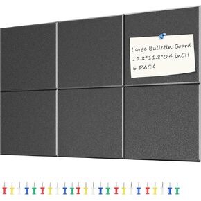 Large Bulletin Board 35.4" x 23.6", Black Cork Board, 6 Pack Cork Boards for Walls with 24 thumbtacks, Pin Board & Vision Board for Home Office, Student Dorm, Creative Studio in Saudi Arabia