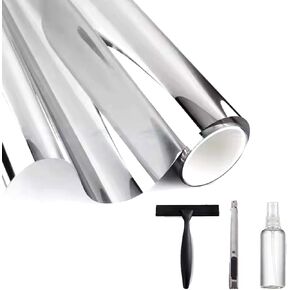 Two-Way Silver Mirror Film, Dual Reflective Window Tint, Privacy Window Film Silver, Heat Reduction Window Film, UV Blocking Window Covering, Anti-Glare Window Tint, (23.6lnchx78.7Inch) in Saudi Arabia