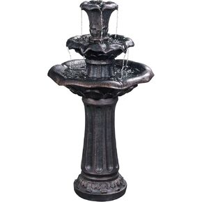 قاعدة أرضية من زهرة الزنبق المنزلية من تيمسون، نافورة شلال أرضية من 3 طبقات مع مضخة للتزيين في الفناء الخارجي والحديقة الخلفية، ارتفاع 96.5 سم، برونزي in Kuwait