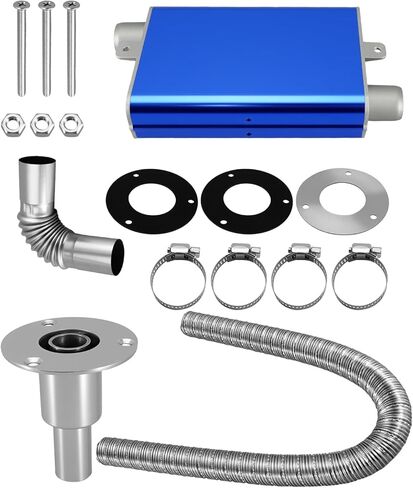 24mm Diesel Parking Heater Exhaust Muffler Silencer with Wall Flange Bend Connector Fit for Eberspacher/Espar Airtronic D2 D4, for Chinese Diesel Heater 2KW 5KW, RV, Camper, Truck in Saudi Arabia