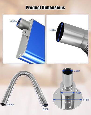 24mm Diesel Parking Heater Exhaust Muffler Silencer with Wall Flange Bend Connector Fit for Eberspacher/Espar Airtronic D2 D4, for Chinese Diesel Heater 2KW 5KW, RV, Camper, Truck in Saudi Arabia