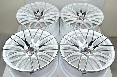 إطارات عجلات مقاس 18 بوصة ddr zuki باللون الأبيض مع لمسة نهائية مصقولة للوجه مقاس 18x8 5x112 38 مم إزاحة 5 عروات (مجموعة من 4) in Saudi Arabia
