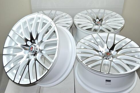 إطارات عجلات مقاس 18 بوصة ddr zuki باللون الأبيض مع لمسة نهائية مصقولة للوجه مقاس 18x8 5x112 38 مم إزاحة 5 عروات (مجموعة من 4) in Saudi Arabia
