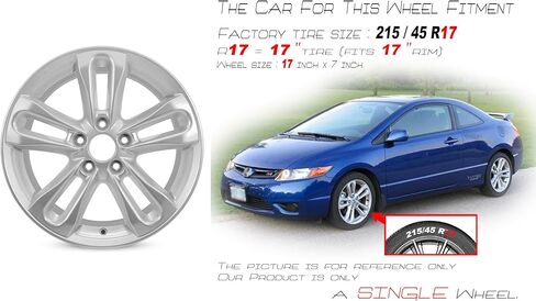 New Single 17" 17x7 Inch Alloy Wheel for 2006-2008 Honda Civic | OEM Design Replacement Rim | Silver Finish | Direct Fit - OE Stock Specs | 63901 63901A in Saudi Arabia