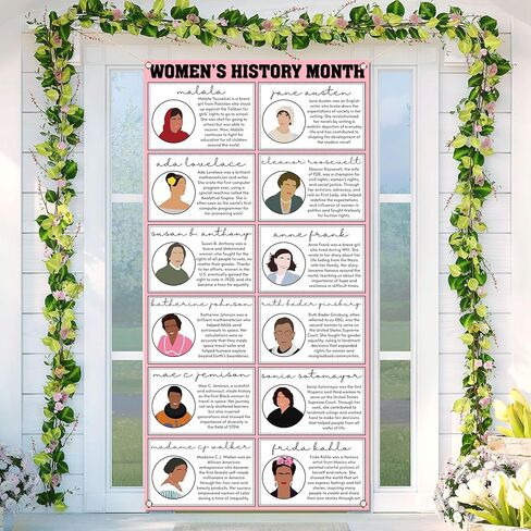 Women’s History Month Decorations Famous Women in History Door Cover for National March Women's Day Decor School Classroom Office Door Banner in Saudi Arabia