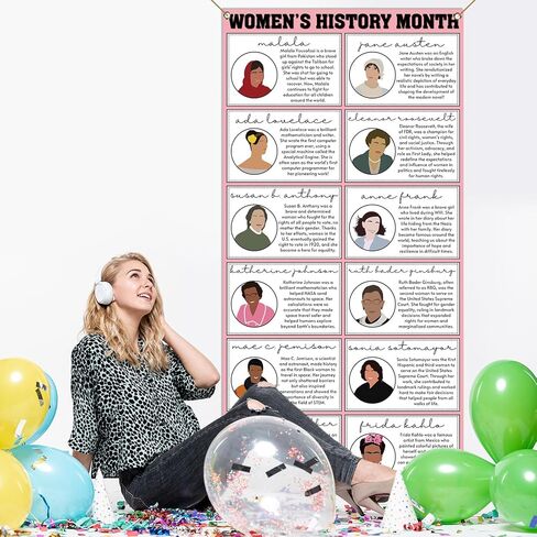 Women’s History Month Decorations Famous Women in History Door Cover for National March Women's Day Decor School Classroom Office Door Banner in Saudi Arabia