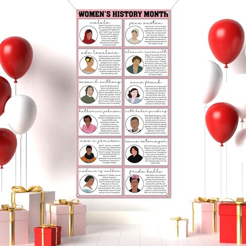Women’s History Month Decorations Famous Women in History Door Cover for National March Women's Day Decor School Classroom Office Door Banner in Saudi Arabia