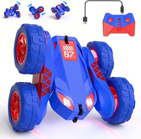 Remote Control Car, Rechargeable RC Cars & Remote Double-Sided Driving 360° Flips Rotating 2.4Ghz 4WD All Terrain Stunt Race Car Toy Christmas Birthday Gift for Kids Boys 3-12 in Saudi Arabia