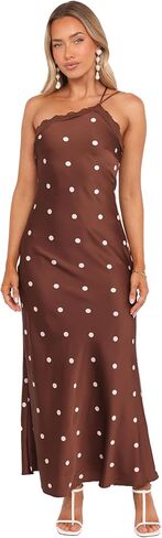 Petal & Pup Women's Anika Maxi Dress Brown Polka Dot in Kuwait