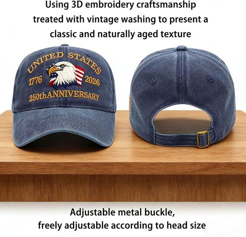 250th Anniversary USA Hat 250th Anniversary Patriotic Style Hat with Embroidered Adjustable Baseball Cap in Saudi Arabia