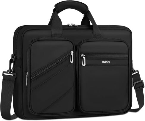 حقيبة لاب توب موسيسو للرجال، حقيبة كتف كمبيوتر محمول مقاس 15-15.6 بوصة متوافقة مع ماك بوك برو 16 بوصة، إتش بي، ديل، لينوفو، آسوس نوت بوك، حقيبة كروس مع 4 جيوب، أسود in Kuwait
