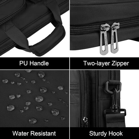 حقيبة لاب توب موسيسو للرجال، حقيبة كتف كمبيوتر محمول مقاس 15-15.6 بوصة متوافقة مع ماك بوك برو 16 بوصة، إتش بي، ديل، لينوفو، آسوس نوت بوك، حقيبة كروس مع 4 جيوب، أسود in Kuwait