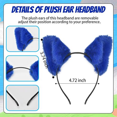 Pete Blue Cat Costume Accessories for Adult with Cat Ears Headband Pin Tie Furry Tail for Halloween Book Character Day in Saudi Arabia