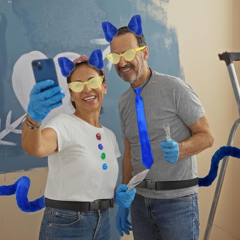 Pete Blue Cat Costume Accessories for Adult with Cat Ears Headband Pin Tie Furry Tail for Halloween Book Character Day in Saudi Arabia