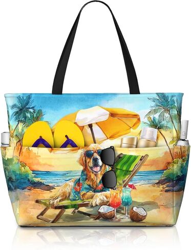 حقائب الشاطئ للنساء حقيبة حمام سباحة كبيرة مقاومة للماء ومقاومة للرمل مع حقيبة حمل للجيب الجاف والرطب المنفصل in Kuwait