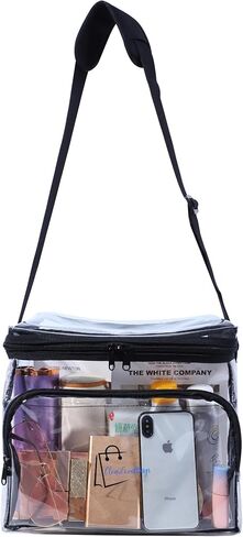 Clear Stadium-Approved Tote with Front Zipper Pocket and Adjustable Crossbody Strap for Concerts, Sports, Work, Travel in Saudi Arabia