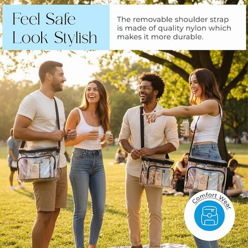 Clear Stadium-Approved Tote with Front Zipper Pocket and Adjustable Crossbody Strap for Concerts, Sports, Work, Travel in Saudi Arabia