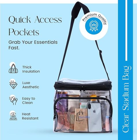 Clear Stadium-Approved Tote with Front Zipper Pocket and Adjustable Crossbody Strap for Concerts, Sports, Work, Travel in Saudi Arabia
