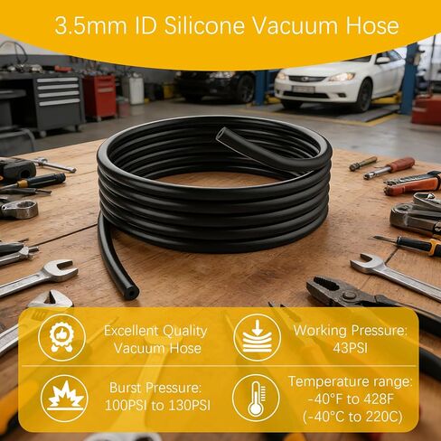 خرطوم أنابيب تفريغ من السيليكون عالي الحرارة بطول 5 أقدام مقاس 3.5 مم معرف أسود، خرطوم تبديل الضغط مقاس 60 بوصة (60 رطل لكل بوصة مربعة للضغط الأقصى) in Kuwait