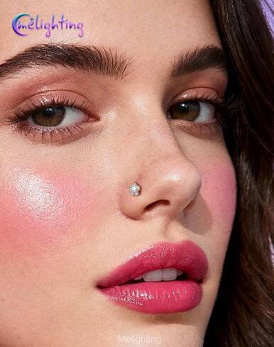 MeIighting 3PCS 20G Butterfly Nose Studs 316L Stainless Steel Flower Nose Rings L-Shaped Star Nostril Piercing 7mm Spring Body Jewelry for Women in Saudi Arabia