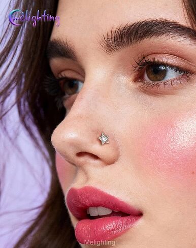 MeIighting 3PCS 20G Butterfly Nose Studs 316L Stainless Steel Flower Nose Rings L-Shaped Star Nostril Piercing 7mm Spring Body Jewelry for Women in Saudi Arabia