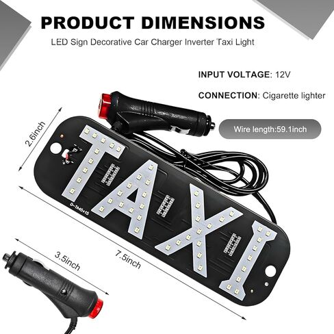 Sun Walker Taxi LED Sign Decor, 5V USB On/Off Button Taxi Logo LED Light with Suction Cups, Bright Taxi Display Sign Flashing Hook on Vehicle Windscreen Window, Car Accessories (Blue) in Saudi Arabia