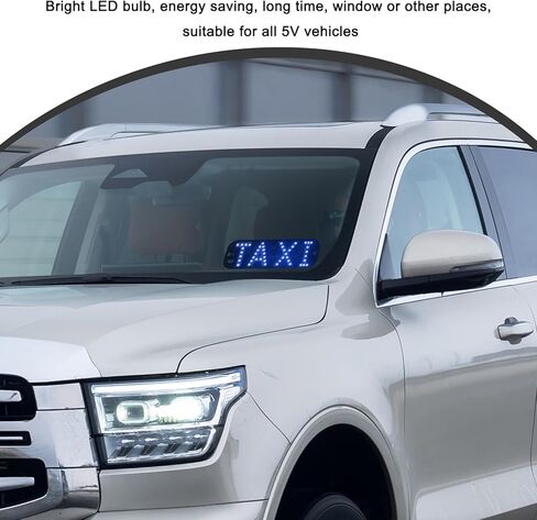 Sun Walker Taxi LED Sign Decor, 5V USB On/Off Button Taxi Logo LED Light with Suction Cups, Bright Taxi Display Sign Flashing Hook on Vehicle Windscreen Window, Car Accessories (Blue) in Saudi Arabia