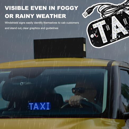 Sun Walker Taxi LED Sign Decor, 5V USB On/Off Button Taxi Logo LED Light with Suction Cups, Bright Taxi Display Sign Flashing Hook on Vehicle Windscreen Window, Car Accessories (Blue) in Saudi Arabia