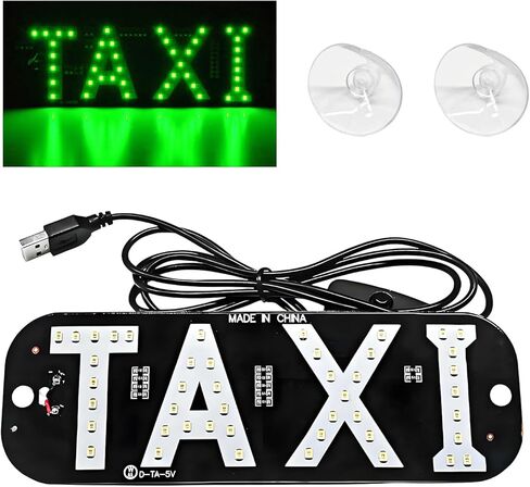 Sun Walker Taxi LED Sign Decor, 5V USB On/Off Button Taxi Logo LED Light with Suction Cups, Bright Taxi Display Sign Flashing Hook on Vehicle Windscreen Window, Car Accessories (Blue) in Saudi Arabia