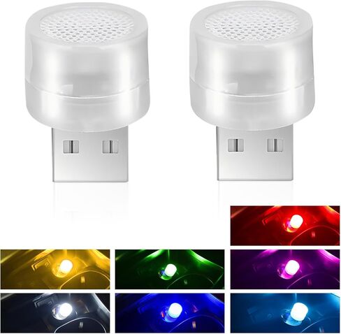 2 قطعة من مصابيح قابس USB، إضاءة LED محيطة صغيرة متغيرة الألوان للسيارة، مصابيح زخرفية محمولة عالمية لغرفة النوم، المدخل، الحمام، المطبخ (متعددة الألوان) in Saudi Arabia