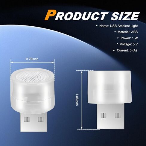 2 قطعة من مصابيح قابس USB، إضاءة LED محيطة صغيرة متغيرة الألوان للسيارة، مصابيح زخرفية محمولة عالمية لغرفة النوم، المدخل، الحمام، المطبخ (متعددة الألوان) in Kuwait
