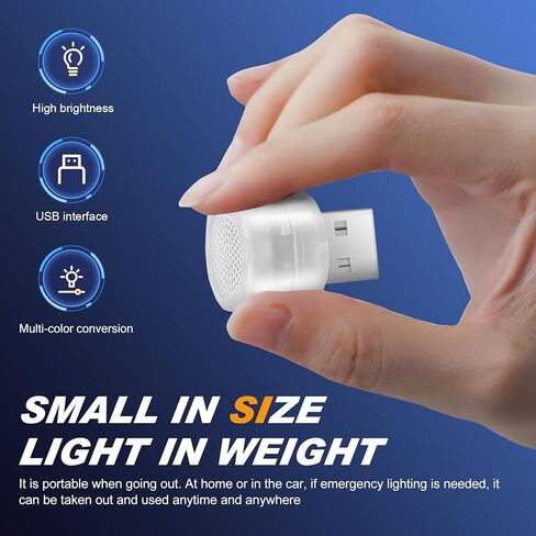 2 قطعة من مصابيح قابس USB، إضاءة LED محيطة صغيرة متغيرة الألوان للسيارة، مصابيح زخرفية محمولة عالمية لغرفة النوم، المدخل، الحمام، المطبخ (متعددة الألوان) in Kuwait