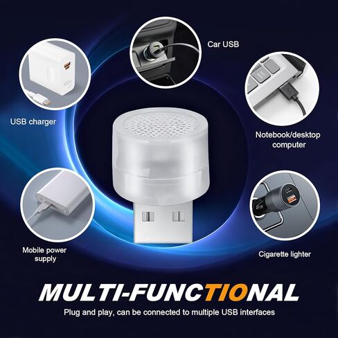 2 قطعة من مصابيح قابس USB، إضاءة LED محيطة صغيرة متغيرة الألوان للسيارة، مصابيح زخرفية محمولة عالمية لغرفة النوم، المدخل، الحمام، المطبخ (متعددة الألوان) in Kuwait